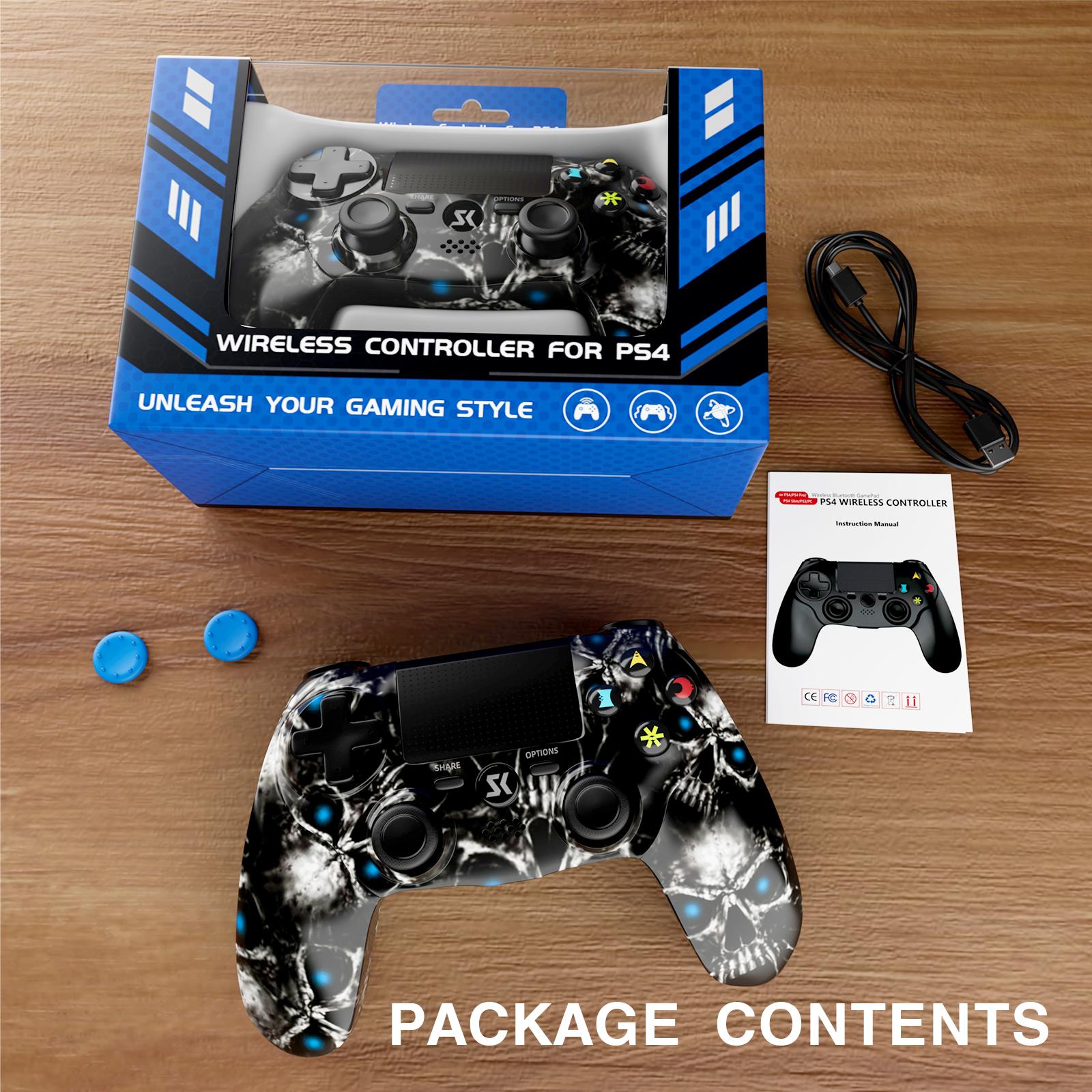 ISHAKO Wireless Controller For PS4/PS3/Android/iOS/PC/Laptop, With Double vibration, Motion sensing, Touch Pad, Audio jack, 800mAh Battery, PS415 Ghost
