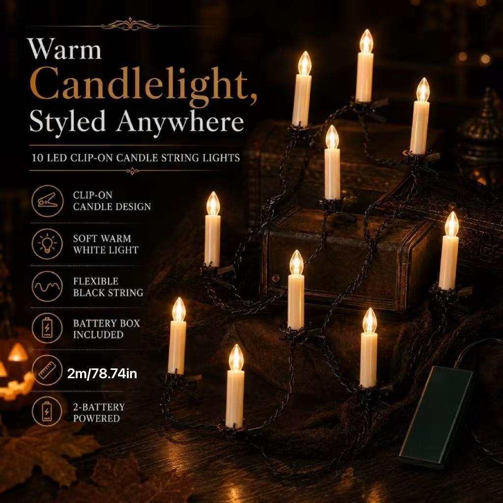 Flameless Candle Light 20/10 LED, Battery-Powered Decorative Candle String, Home Decor Lighting, Ideal for Restaurant, Bedroom, Party, Christmas, Halloween, Ambient Decor Lighting