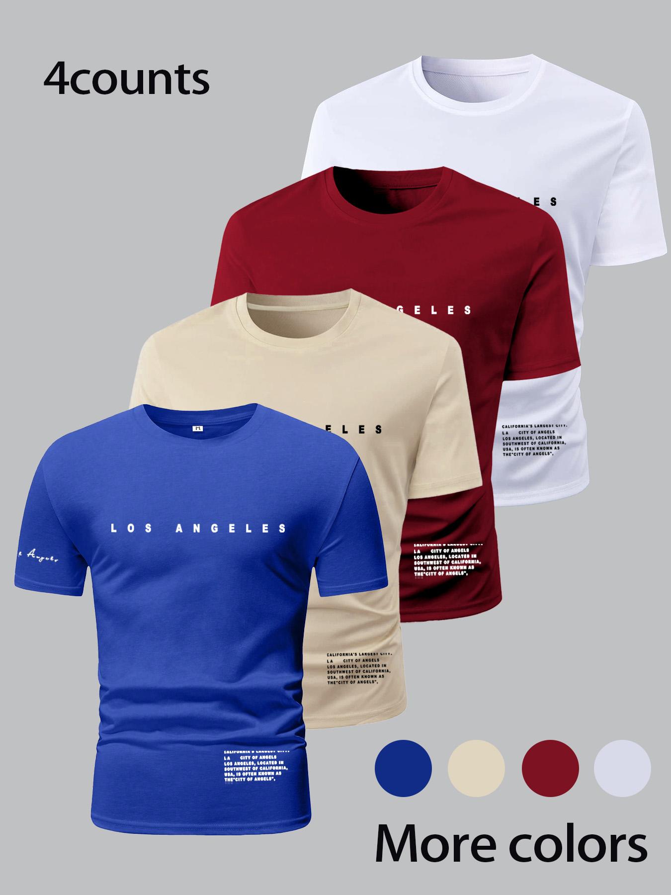 Men's Letter Print Round Neck Tee, Regular Fit Casual Short Sleeve T-shirt, Men's Summer Top for Daily Wear