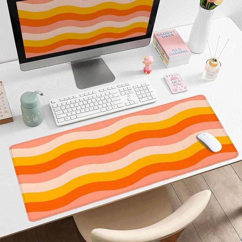 Retro Wave Desk Pad Gaming Mousepad XXL Mouse Pad For Laptop Desk Mouse Pad Extra Large With Non-Slip Rubber Base Stitched Edges Surface For PC Gamers Office Workers & Home Use Perfect Gift For Birthday Christmas Holiday Season