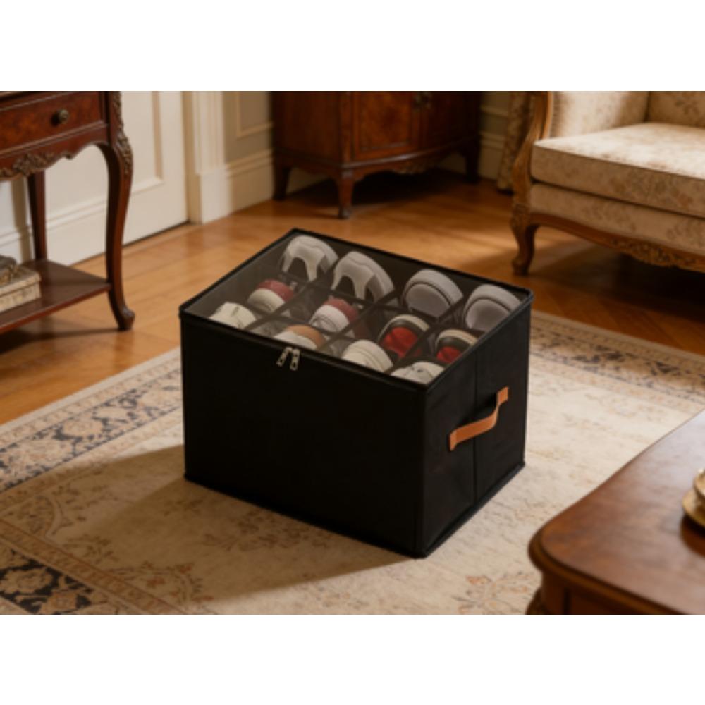 Collapsible Covered Shoe Storage - Dustproof Storage Box for Shoes, Clothes and Accessories - Multifunctional Home Organization Solution, Rectangular, Flip-Top Closure, Shoe Storage Box