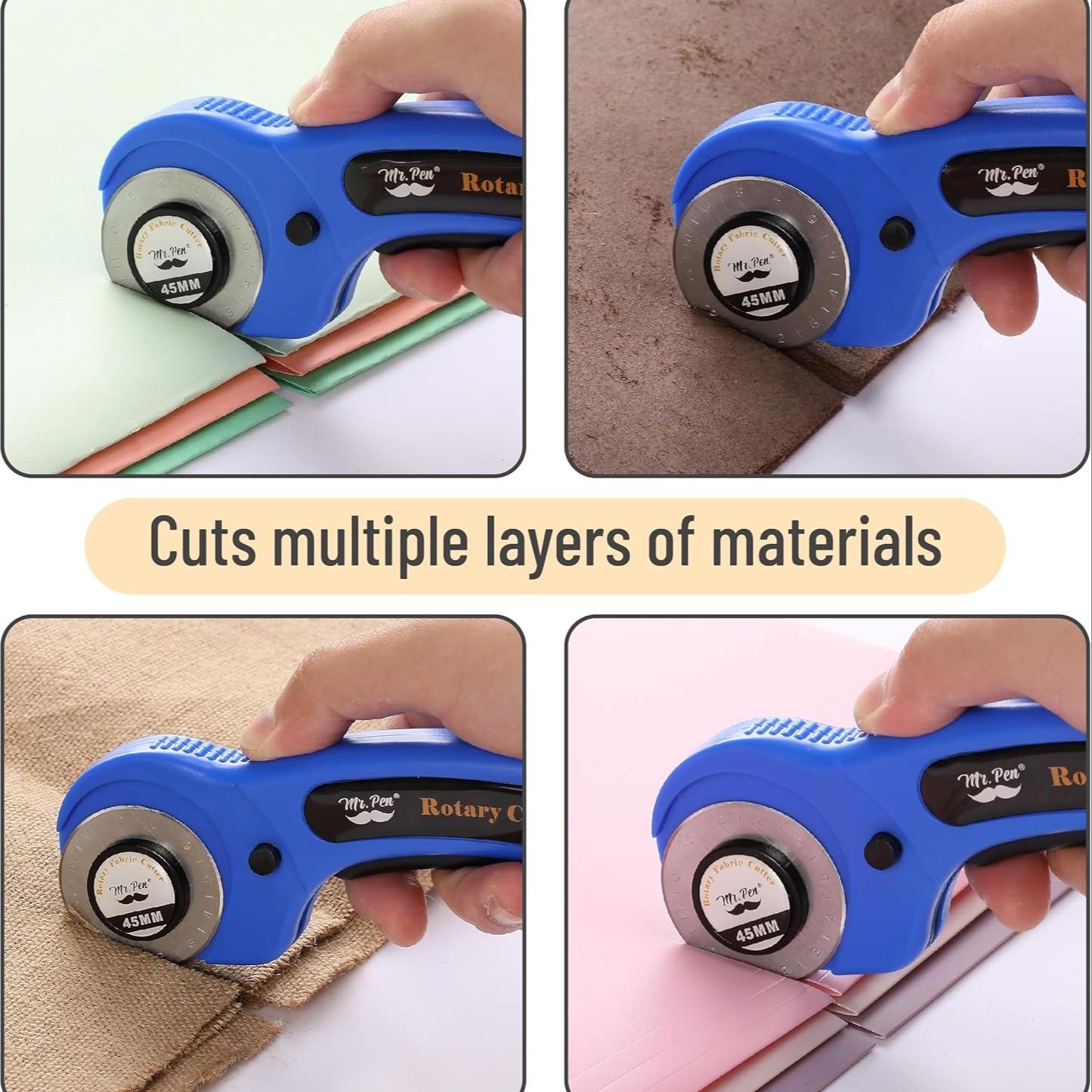 Patchwork Rolling Knife, 45mm Leather Cutting Blade with Replacement Blades, Rubber Ring Cutting Blade Handle Roller