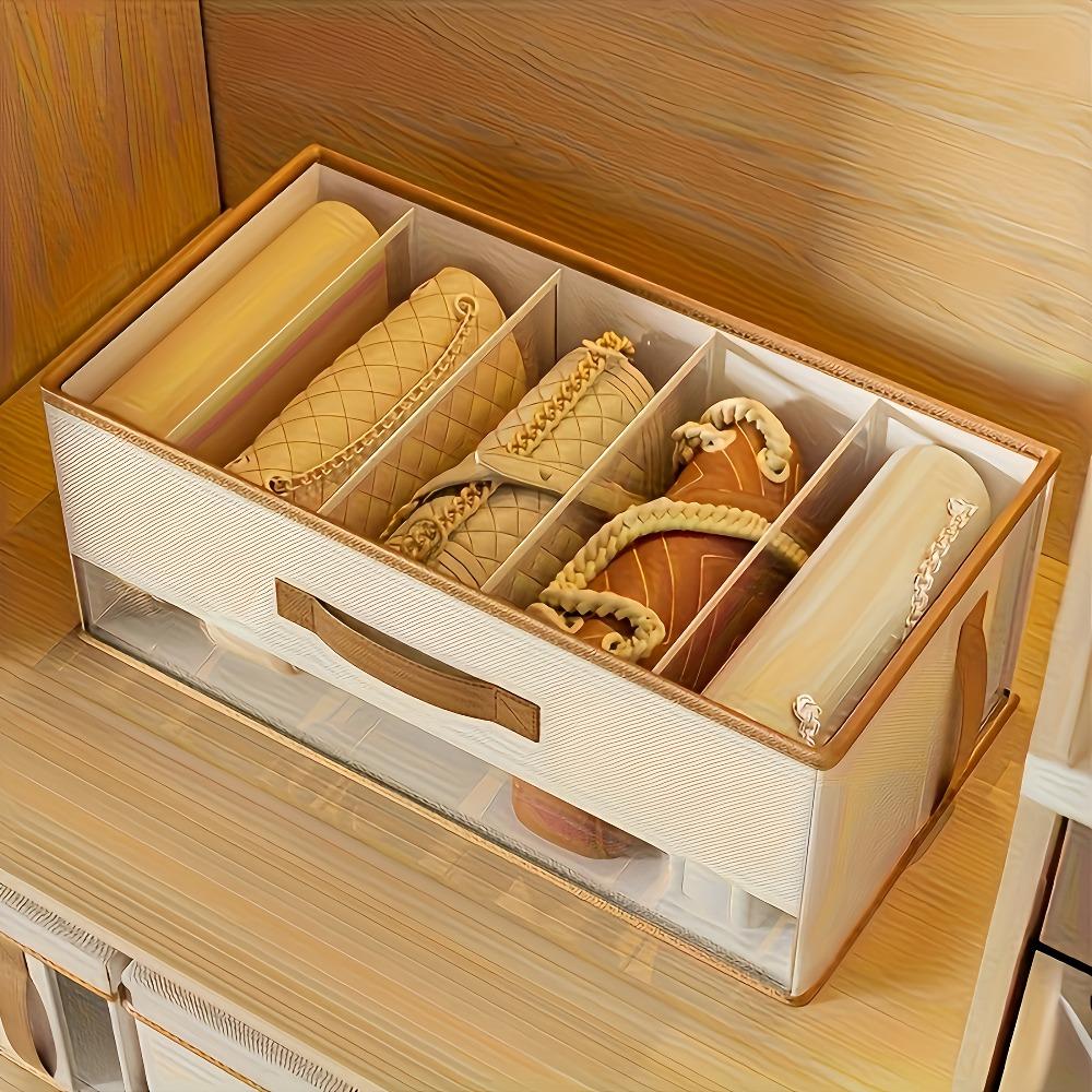 Foldable Elegant Oxford Fabric Handbag Storage Box with Transparent Window, Multi-Compartment Organizer for Closet & Wardrobe, Folding Storage Boxes