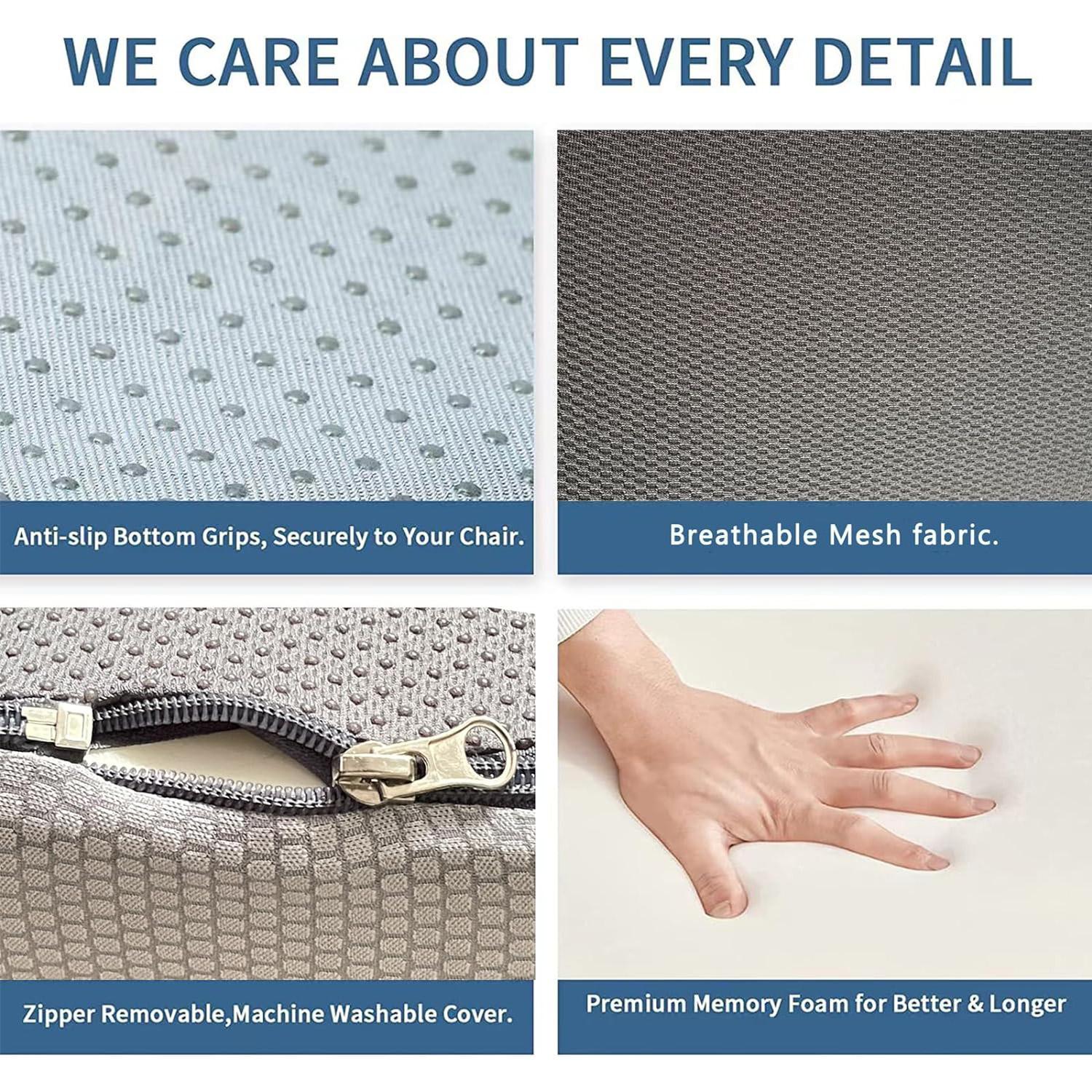 Memory Foam Office Chair Cushion and Lumbar Cushion, Adjustable Swivel Chair Comfy Chair Suitable for Home, Car and Office Use, Hip and Waist Upgrade, Portable and Comfortable with Washable Breathable Mesh, Ergonomic Computer Chair