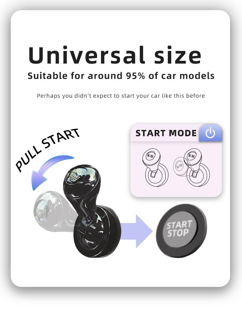 Metal Car Push Start Button Cover - Automotive Interior Protective Gear, 1-Click Lever, Modern Button Look Car Accessories, Auto Accessories Interior