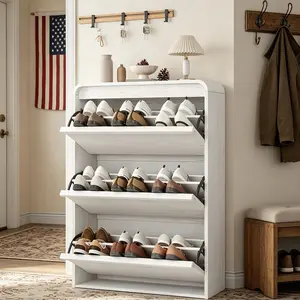 LH-Modern Shoe Cabinet with 3 Flip Drawers, Simple Design Wooden Storage Cabinet with Ample Storage for Home Decor and Daily OrganizationShoe Storage for Entryway, Hidden Shoe Cabinet for Hallway, Living Room