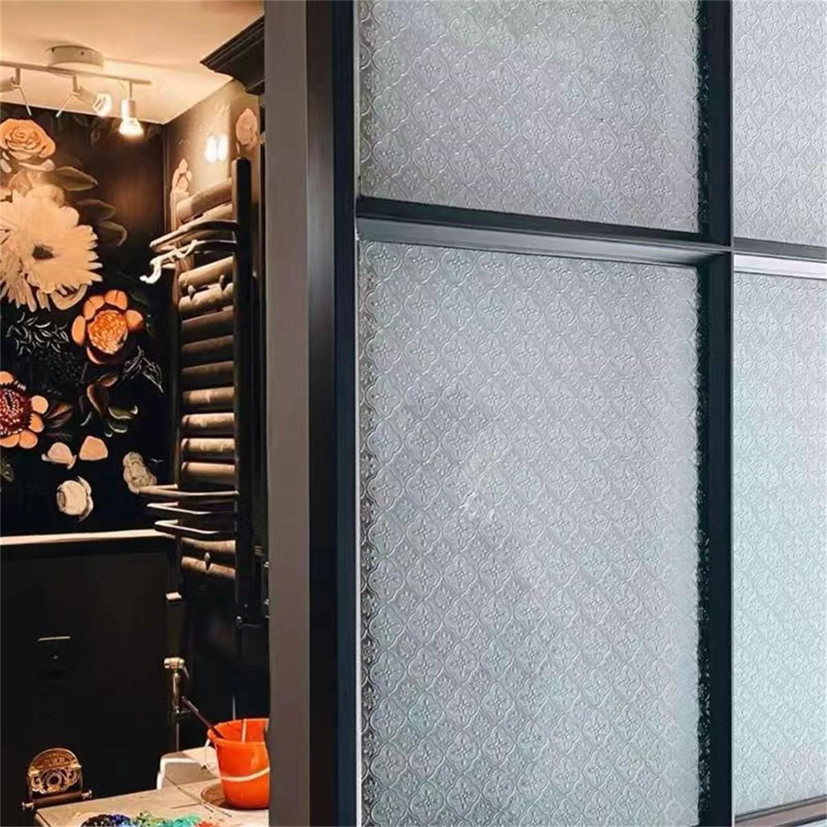 Window Privacy Film Roll, Privacy Film For Glass Windows, Static Adhesive Colorful Decorative Glass Sticker, Sun UV Protection, Heat Control, Bathroom, Front Door, Office Use