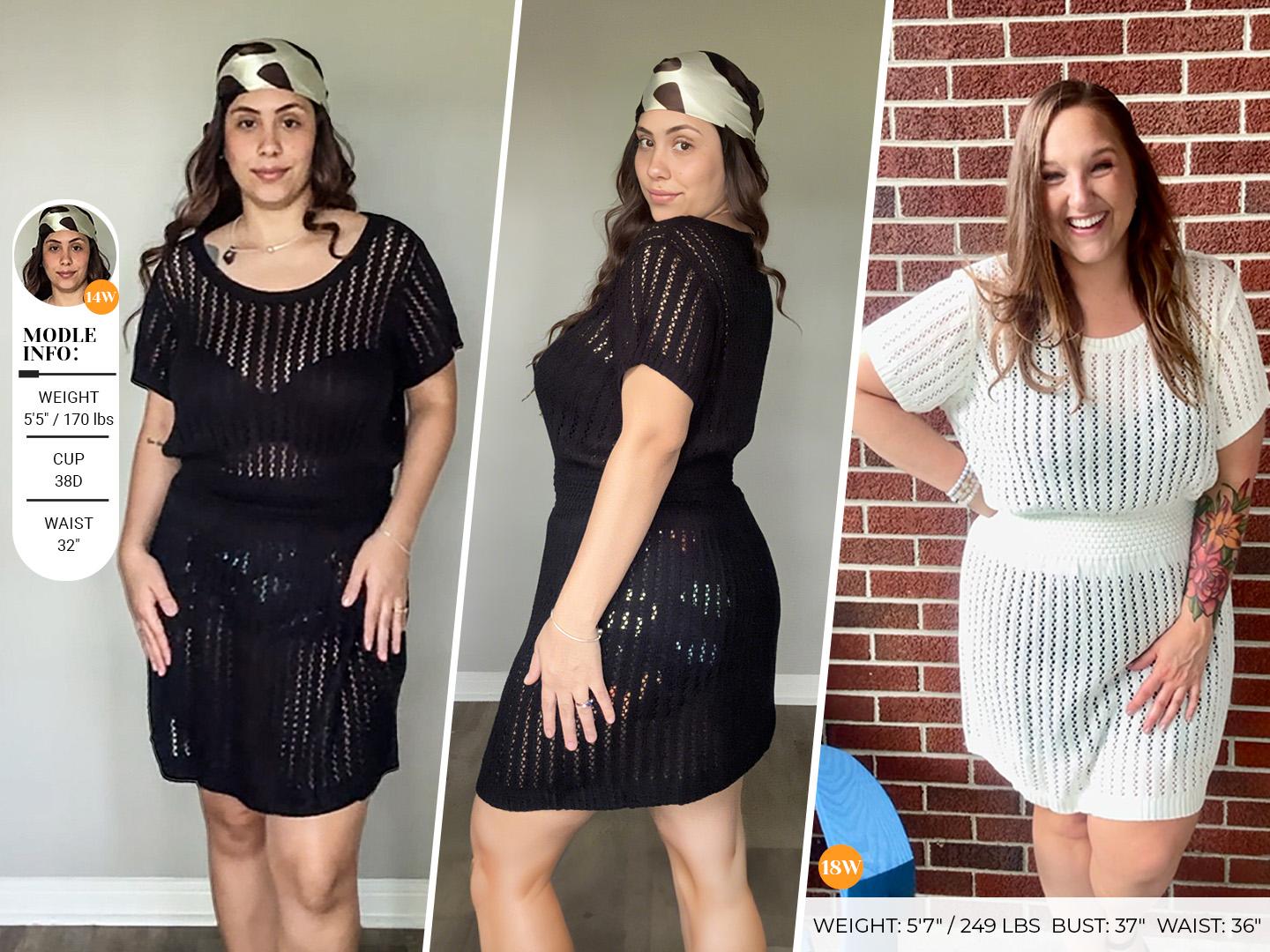 Aqua Eve Women's Plus Size Swimsuit Cover Up - Crochet Bathing Suit Coverup Short Sleeve Beach Dress Swimwear