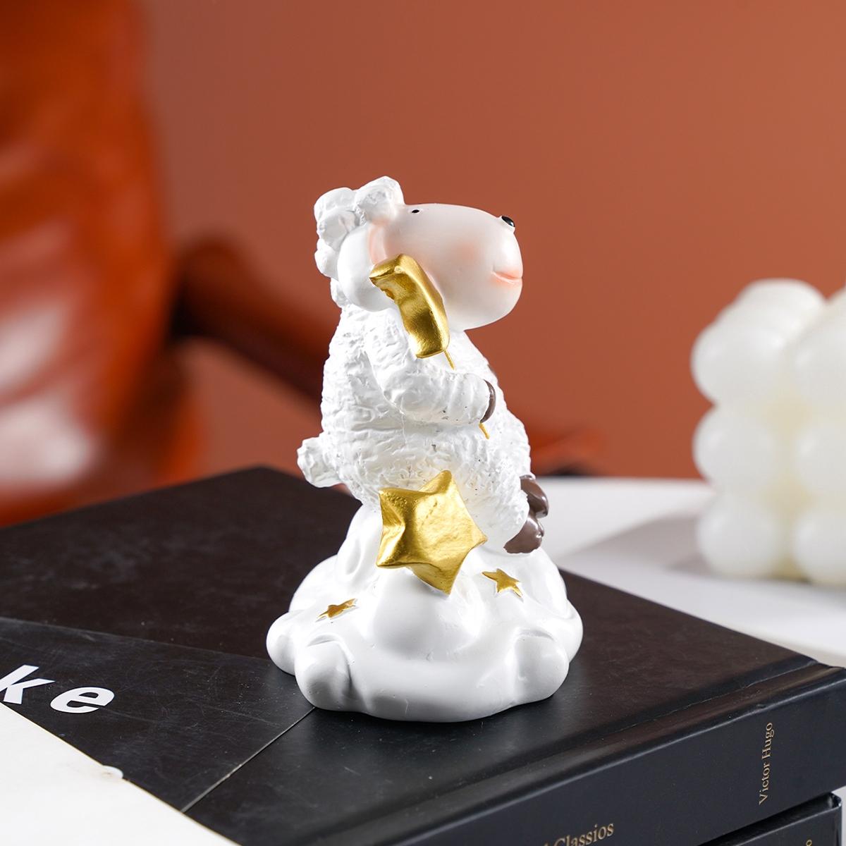 Resin Sheep Sitting on Cloud Ornament, Ramadan Kareem Festival Decoration, Modern Style Table or Window Sill Decor, Religious Home Decor, 1pc