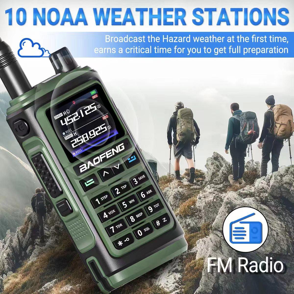 BF UV-17pro walkie talkie 10W high-power VHF UHF multi band compatibility, GPS, 999 channel storage, Type-C direct charging, capable of long-distance communication. The wireless device is suitable for outdoor exploration, hiking, and camping communication BF UV-17pro walkie talkie 10W high-power VHF UHF multi band compatibility, GPS, 999 channel storage, Type-C direct charging, capable of long-distance communication. The wireless device is suitable for outdoor exploration, hiking, and camping communication