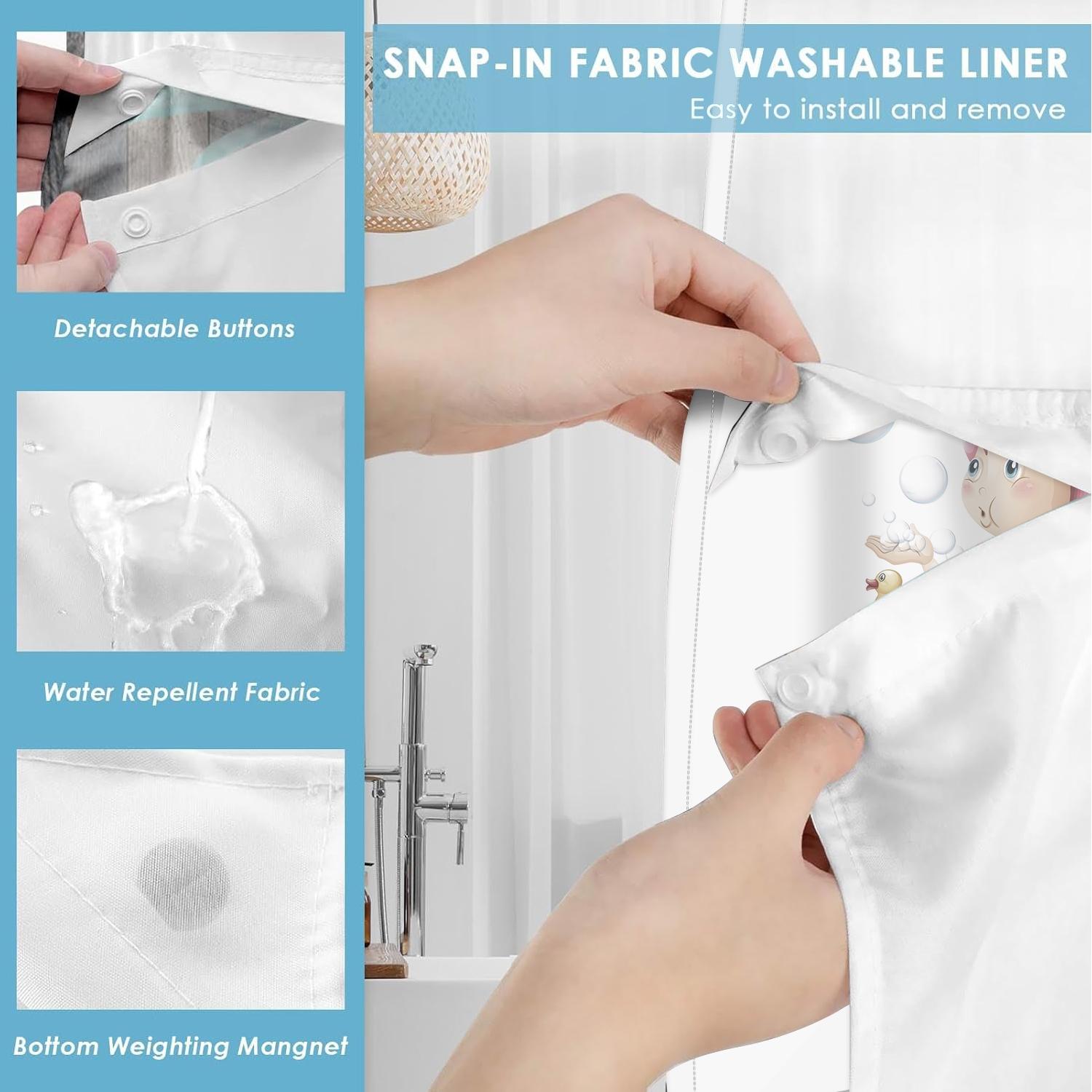 1PC double-layer large ring shower curtain, children play with bubbles in the bathtub, shower curtain, high-end quick drying hanging curtain, bathroom, curtain, waterproof, anti mold curtain