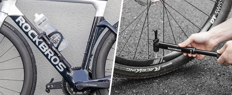 ROCKBROS Mini Bike Pump Presta Schrader 80PSI Portable Bicycle Tire Pump with Multitool,Bike Tool Kit Aluminum Alloy Frame Pump for Road & MTB Bike