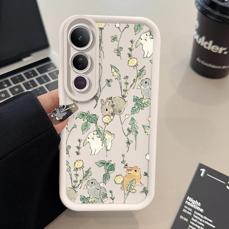 TPU Phone Case suitable for VIVO V50 lite V40 V30 V29 V27 V25 V23 V21 V20 V19 Pro 5G Bunny floral dream Pattern Pocket-Friendly Shockproof Protective Soft Smartphone Casing