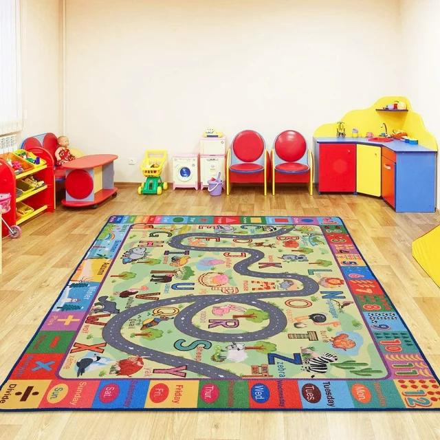 LOCHAS Kids Games Rug Animal Carpet ABC Educational Rug Mat Kids Area Rug for Playroom,Bedroom,Nursery Room, Non-slip Interaction Baby