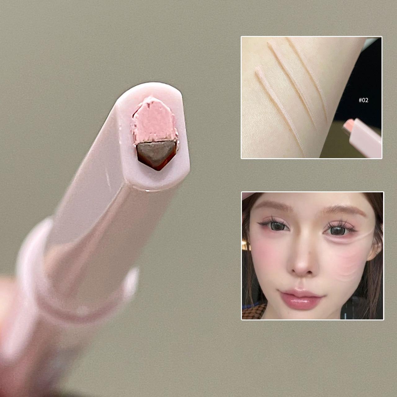PINKYFOCUS 3D Dual-Color Aegyo-sal Eyeshadow Stick: Multi-purpose for highlighting and contouring, comes with a brush applicator, provides natural color payoff, instantly enlarges eyes, and easily creates a 3D eye makeup look.