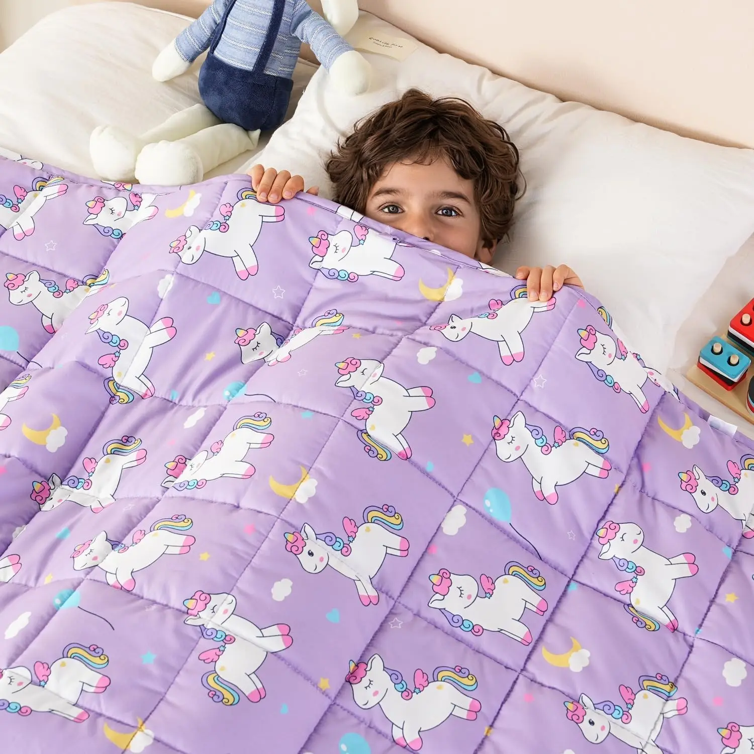 Washable Weighted Blanket, 36 x 48 Inches, 5 lbs, Pony Pauly | Cooling, Breathable and Soft; Machine Washable; Throw Blankets with Glass Beads for Sleeping; for School and Home