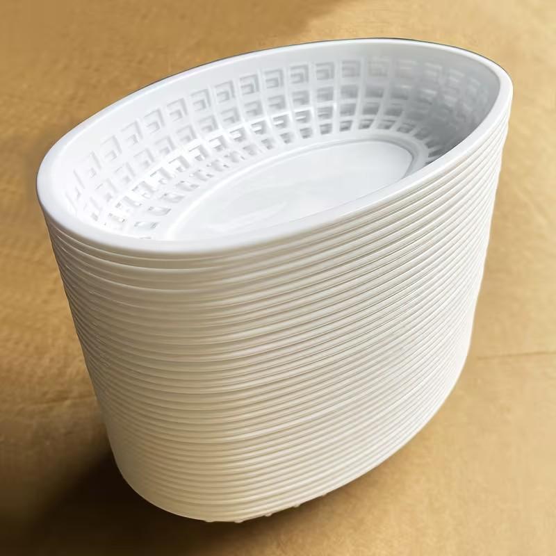 12/24/36pcs Plastic Food Serving Trays, Fast Food Basket, Restaurant Basket, Kitchen Supplies, Hamburger Fried Chips Tray, Serveware Accessories