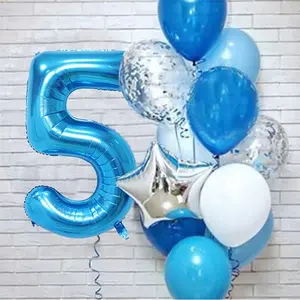 12pcs Blue Aluminum Foil Balloons, 32 Inch Number Balloons, Perfect for Birthday Parties, Baby Showers, Weddings, Anniversaries