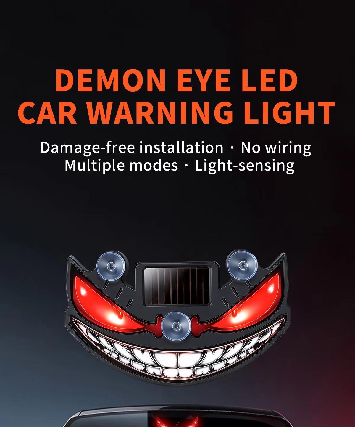 Dynamic Rear Window Windshield Devil Eye Light, Waterproof Solar Type-C Rechargeable Led Car Warning Ambient Night Light, Universal Wireless Suction Cup Mount Lamp, Cool Car Vehicle Accessory Stuff for Side Glass Decoration Halloween Gift, Accessories