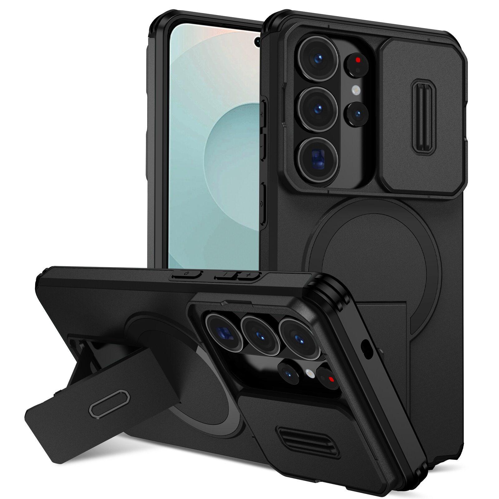 Lens Protect Camera Phone Case for Samsung S26 S25 FE S24 Ultra S23 Plus A17 A57 A56 A36 A16 A35 A55 Magnetic Kickstand Cover