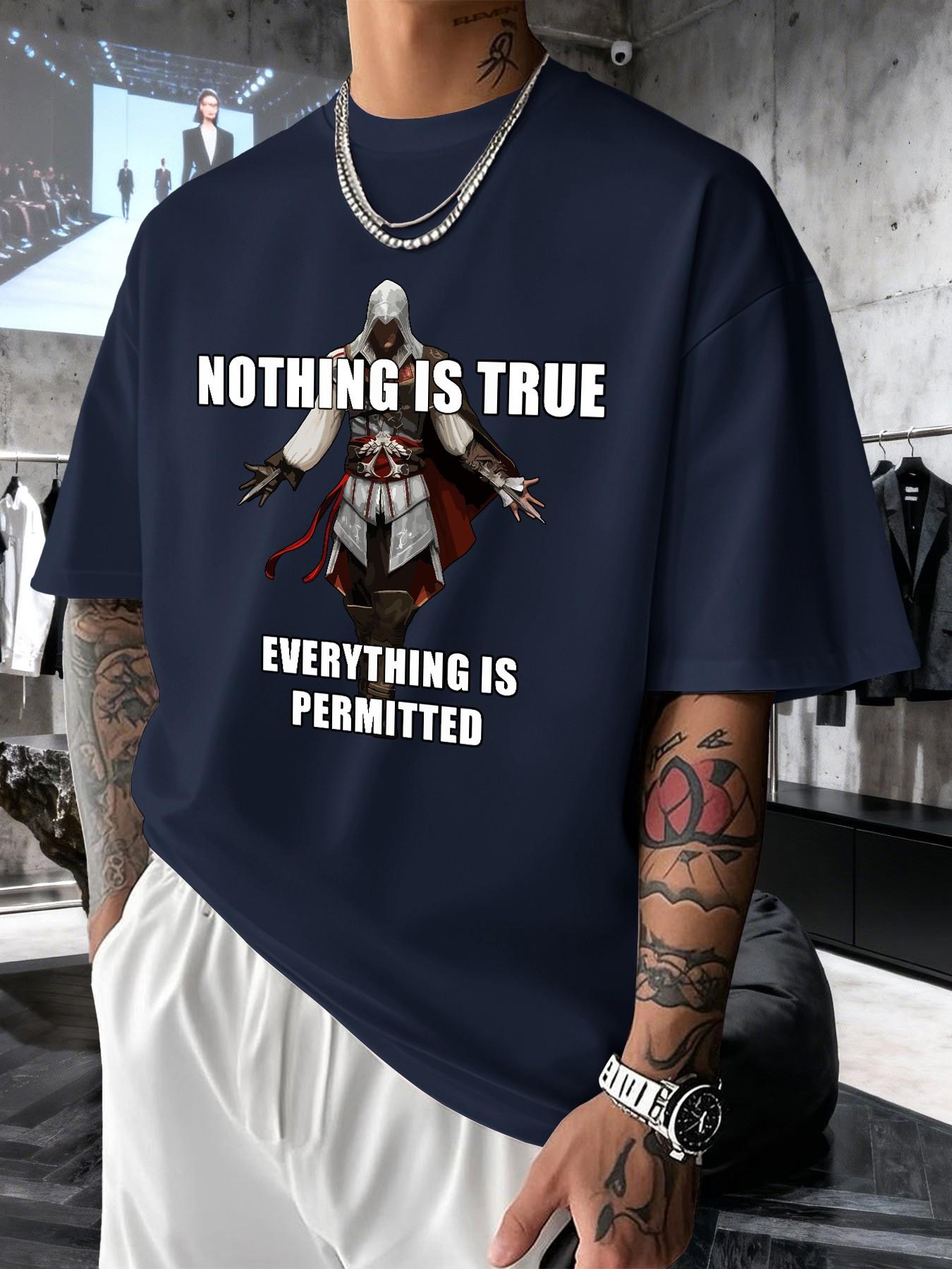 Assassin's Creed Altair Graphic Men's T-Shirt, Trendy Streetwear Short Sleeve Top, Comfortable Round Neck, Spring Summer Casual Wear