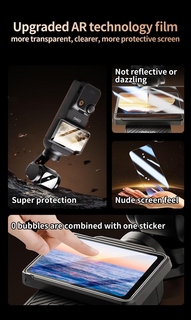 Protective Film for Dji Osmo Pocket 3 Camera, Screen Protector + Lens Film, Dust-Free HD Tempered Glass, Anti-Scratch, Responsive Control, Photography Camera Accessories