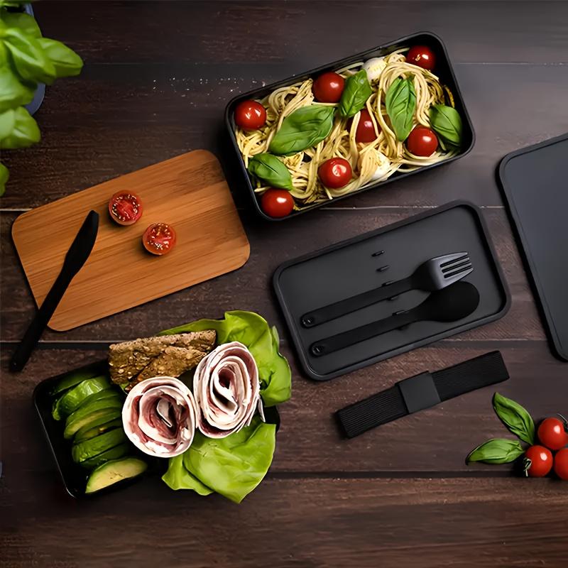 Double-Layer Bento Box with Dividers, Insulated Large Capacity Microwave Safe Stackable Plastic Lunch Box, Japanese Style Reusable Container