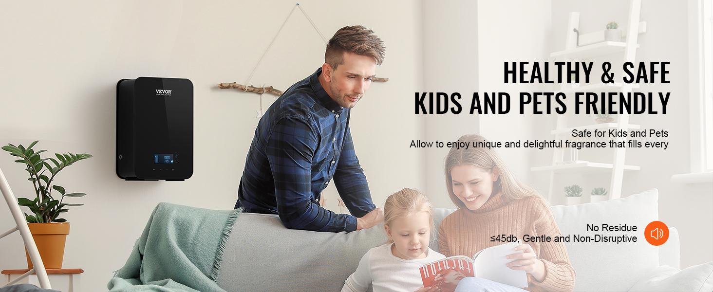 VEVOR Scent Air Machine, 180ml Bluetooth Smart Essential Oil Diffuser, 2000sq. ft Waterless HVAC Scent Diffuser with Cold Air Technology, Aromatherapy Diffuser Machine for Home, Office, Hotel,