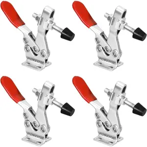 4PK Toggle Clamp, 500 lbs Holding Capacity, 225D Quick Release Horizontal Clamps w/ Antislip Rubber Pressure Tip  Woodworking Jigs and Fixtures, Welding, Drill Press, Crosscut Sled (20326)