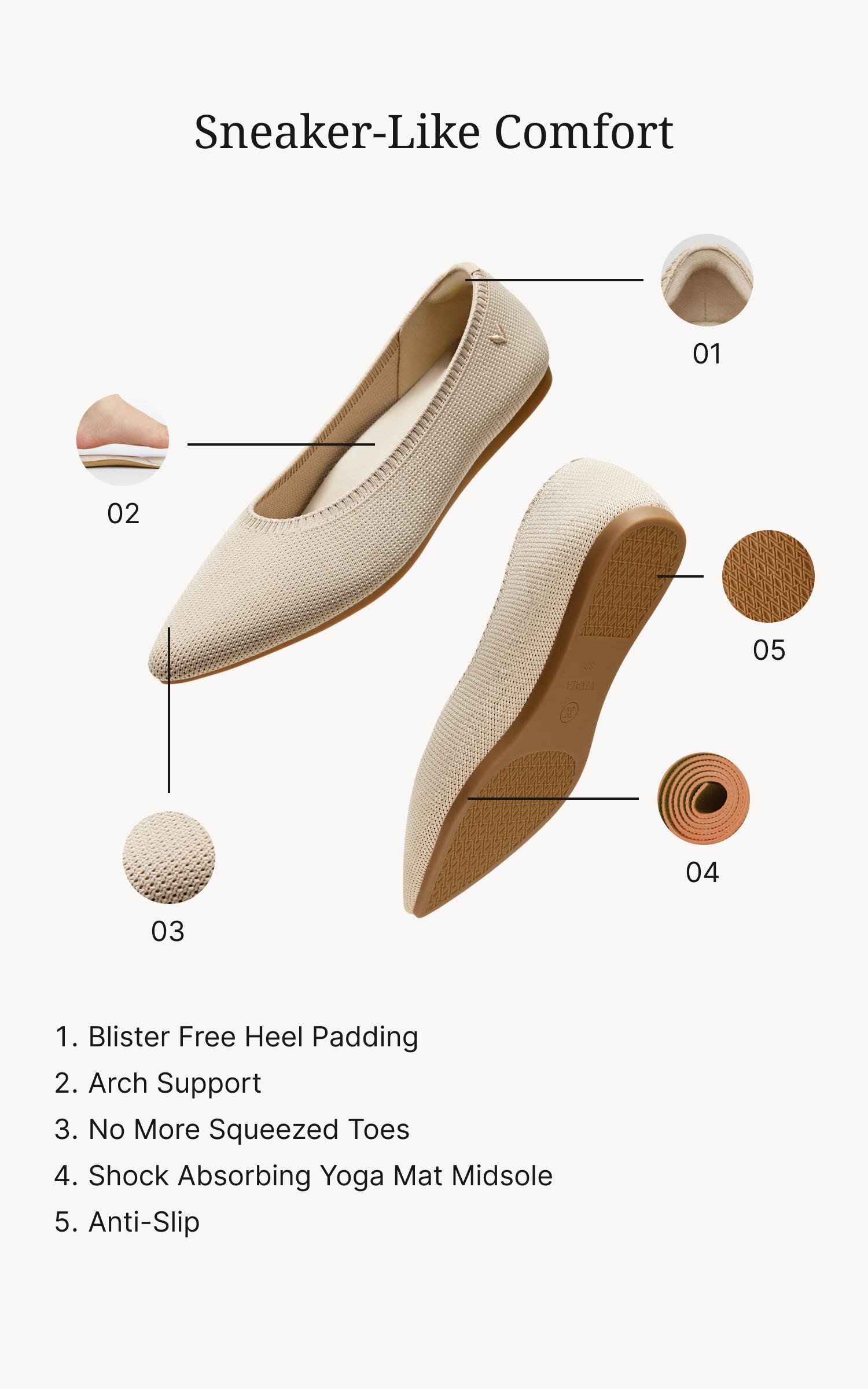 VIVAIA Women's Pointed-Toe Knit Ballet Flats ,Wide Feet Friendly With Herbal Arch Support Water-Repellent,Machine Washable, Zero Break-in Elegant Work / Daily Commute / Travel (Aria 5°)  Free Shoe Charm Designated Color Until Sold Out Randomly SpringState