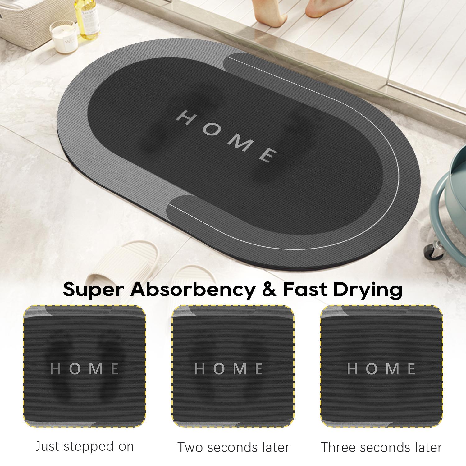 Soft Oval Microfiber Velvet Bath Mat 15.7x23.6 Inch, Super Absorbent, Fast Drying, Scratch Resistant, Non-Slip Rubber Backing, Washable Mildew-Proof Floor Mat for Home Bathroom Shower