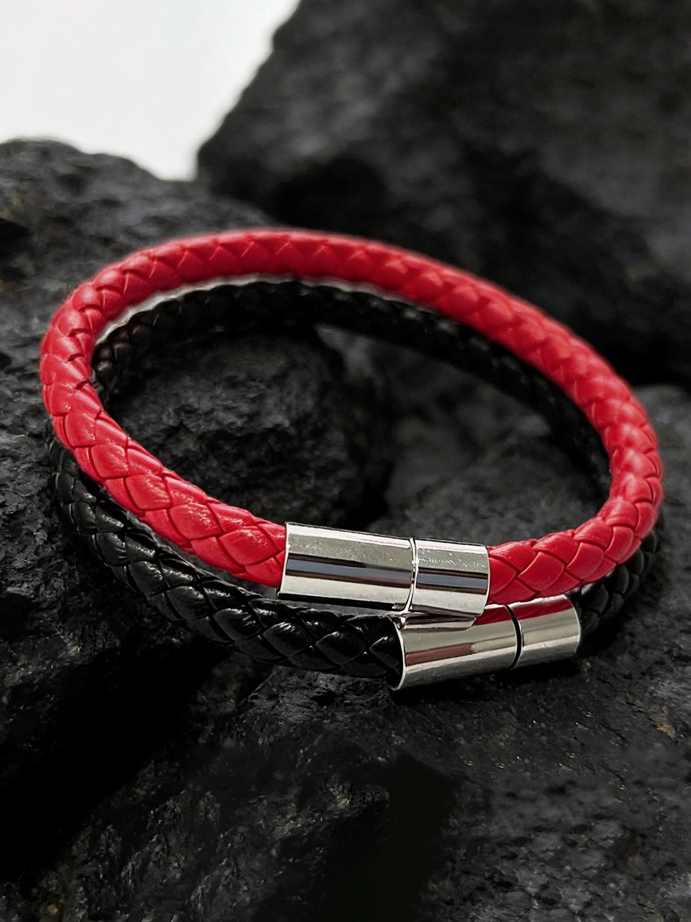 Men's Fine Woven Leather Bracelet, Minimalist Casual Style, Thin Braided Wristband, Fashion Accessory for Daily Wear, Perfect Gift