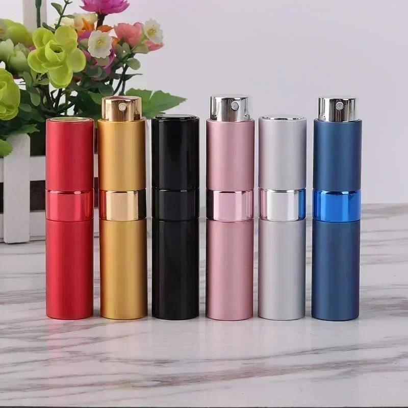 5ML Mini Aluminum Perfume Bottle, Refillable Spray Bottle, Rotating Extendable Nozzle, Empty Cosmetic Dispenser, Ideal for Fragrances