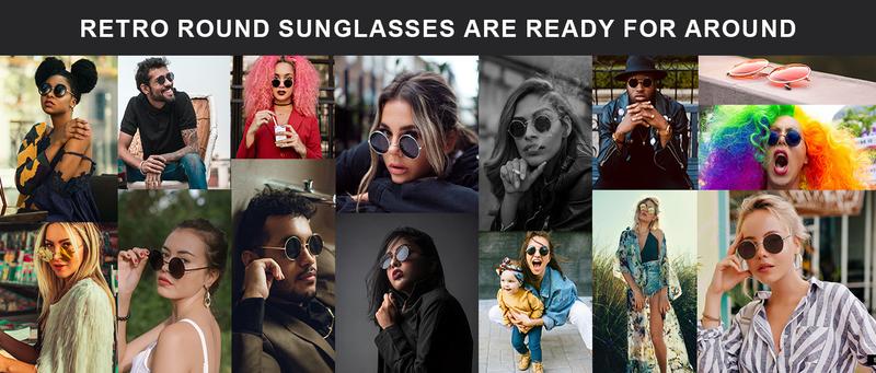 KALIYADI Black Retro Sunnies PolarizedSunglasses UV  400 Metallic Texture Retro Fashion for Women Men (S36)