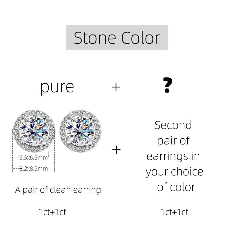 【#306 halo set】S925 4ct synthetic moissanite earring set, pure and color