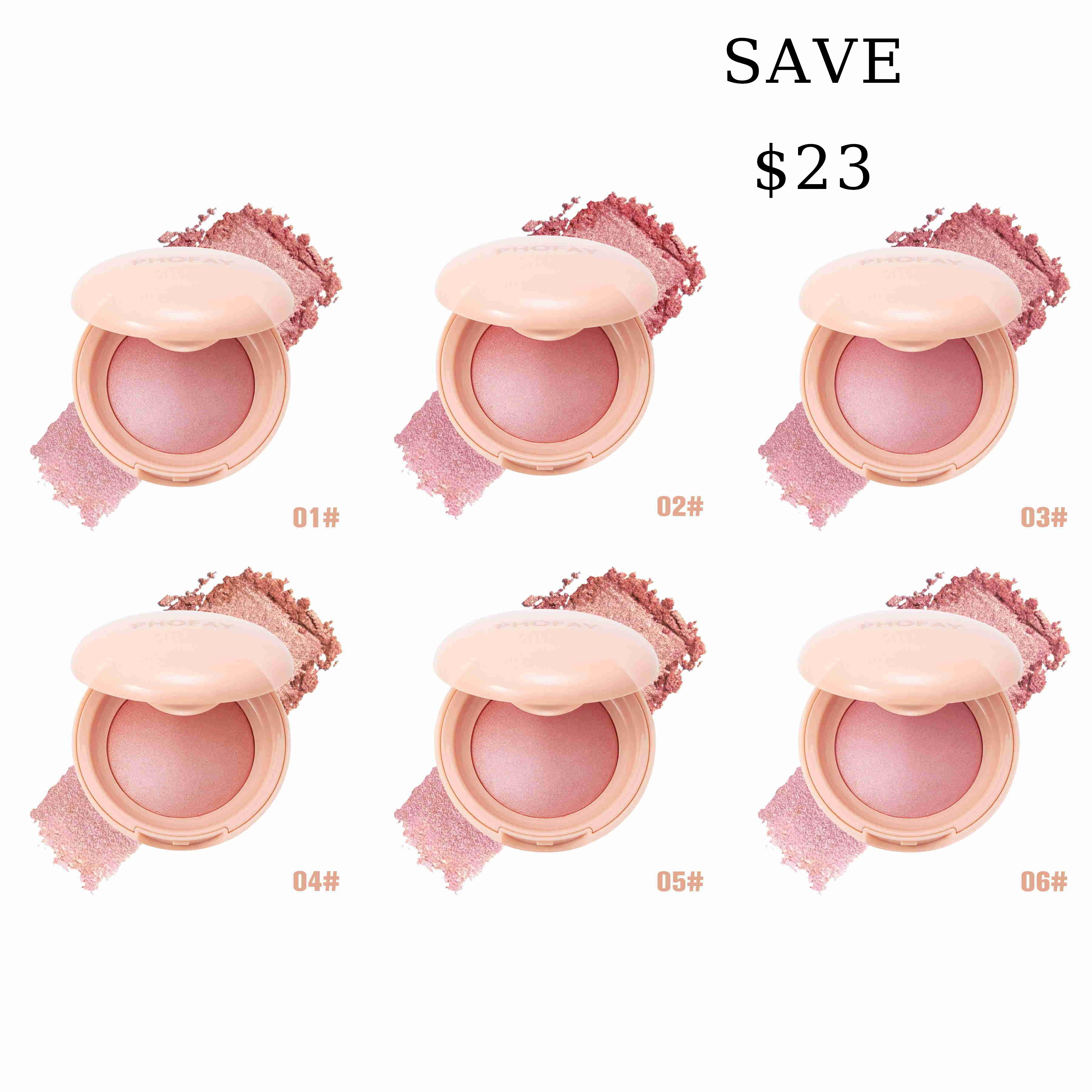 PHOFAY Glow Blush Cosmetic Soft Pinch Glitter Powder Blush, powder blush Makeup peach, Autumn Gifts Silky Blend
