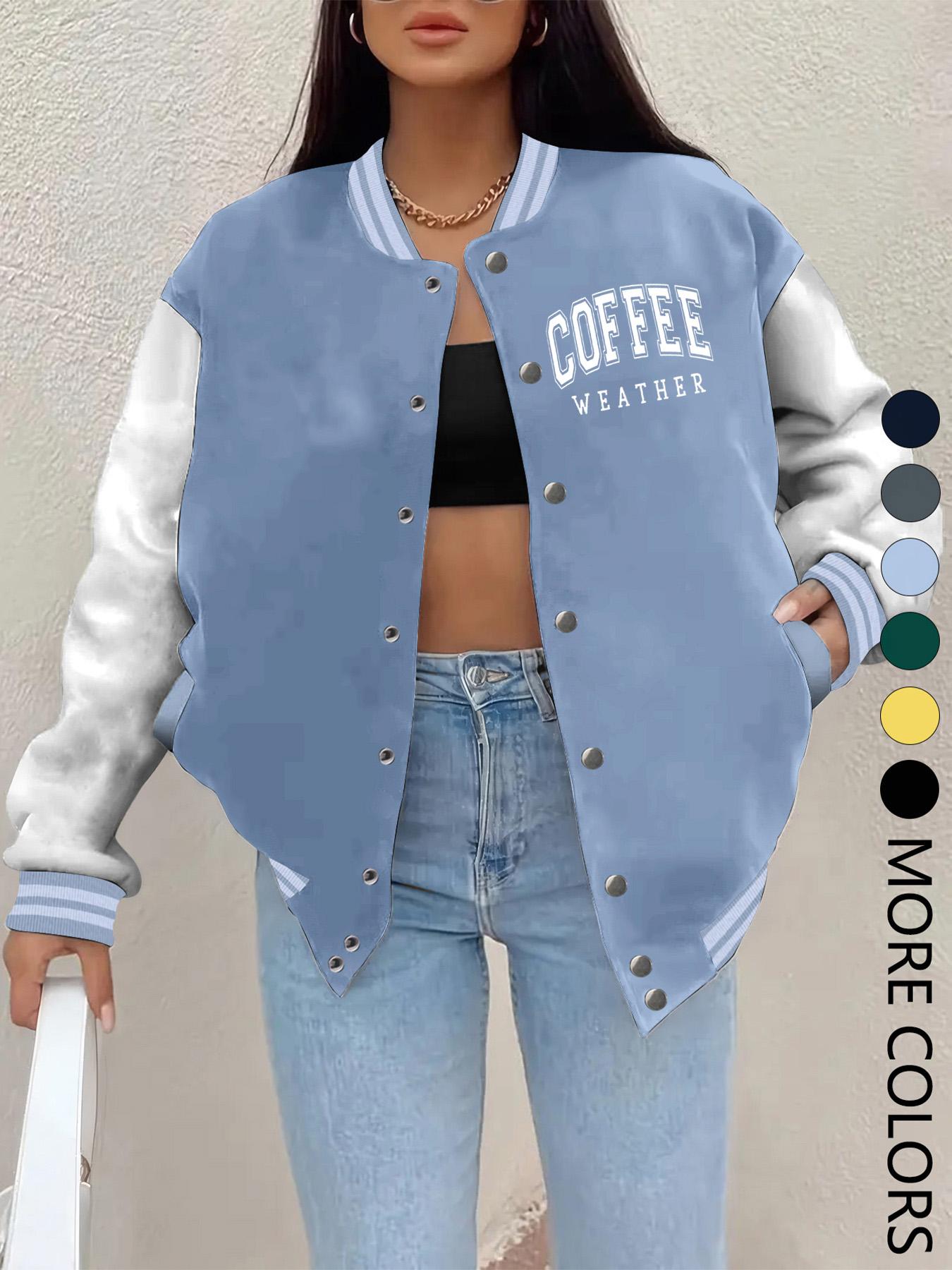 New Women's Baseball Jacket for Fall Winter, Creative Letter Print, Casual Sport Coat, Comfortable Versatile Jacket, Hip-Hop Style, Multiple Colors