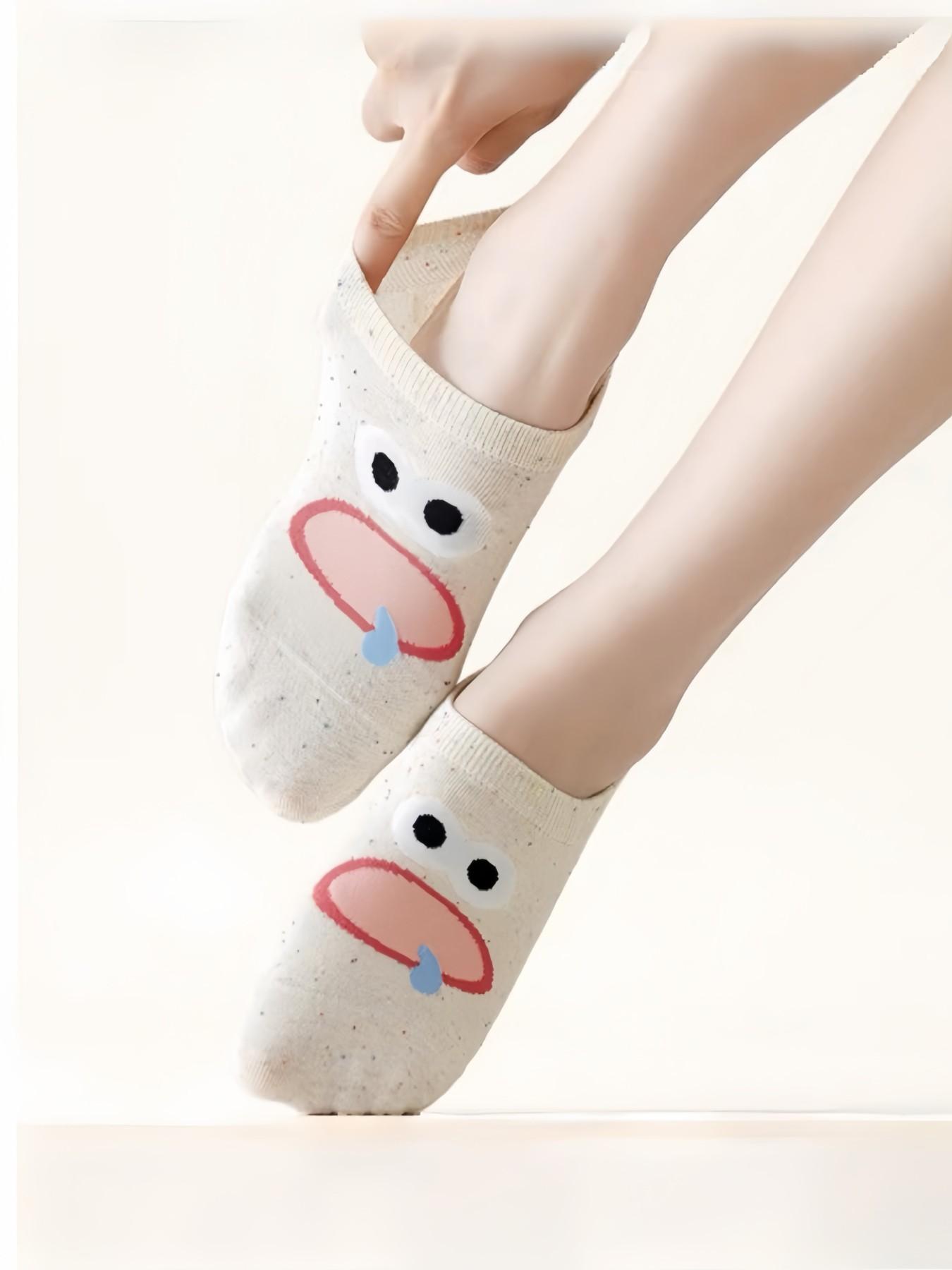 5 Pairs Spring Summer Fall New Cute Funny Weird Socks, Couple Personality Tiktok Trendy, Adorable Cartoon 3D Eyes Boat Socks