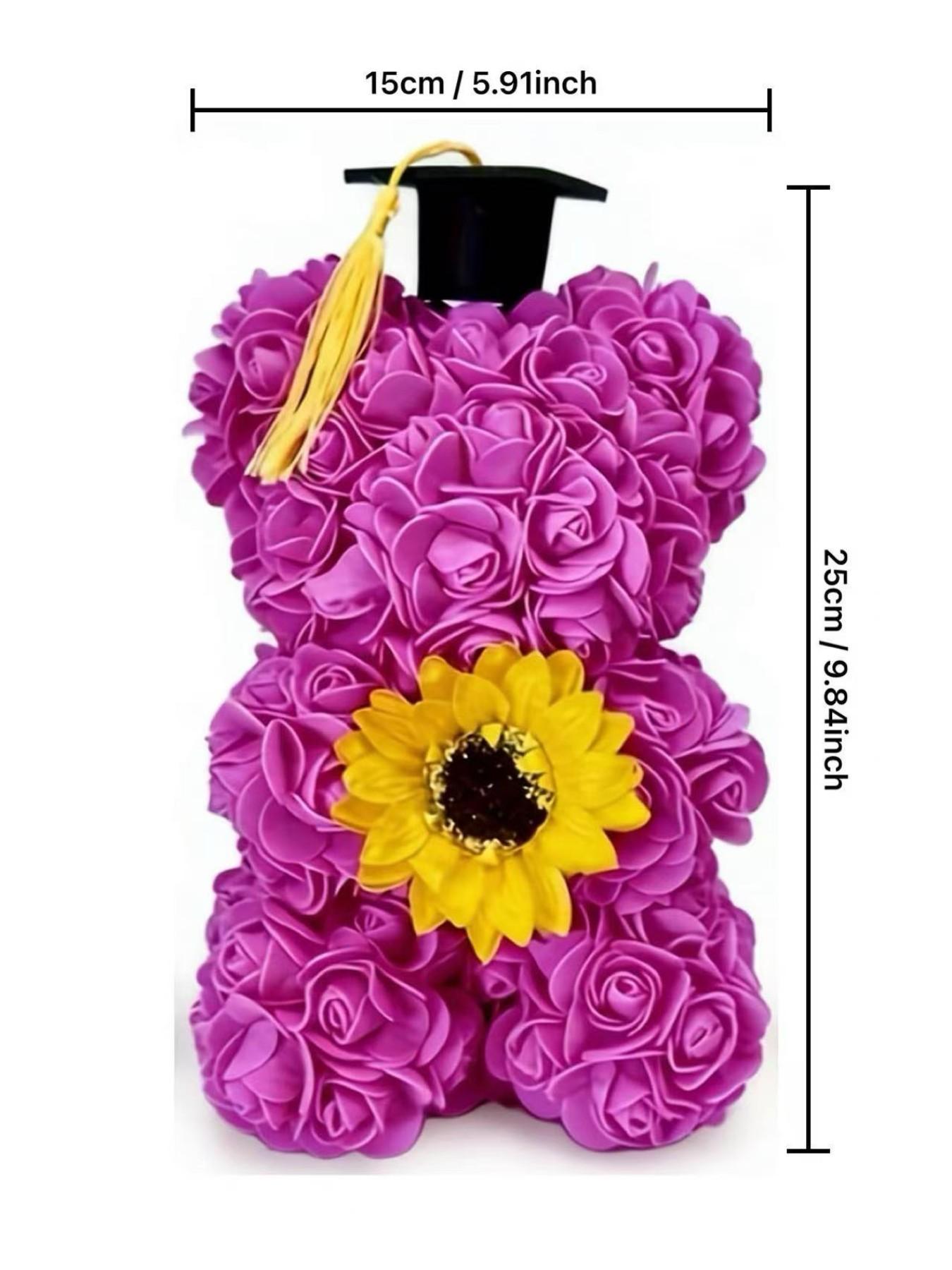 Graduation Gift Set, Rose Bear Graduation Cap, Sunflower Doctor Hat Bear, Includes Box & Card, Perfect Gift for Friends & Girlfriend