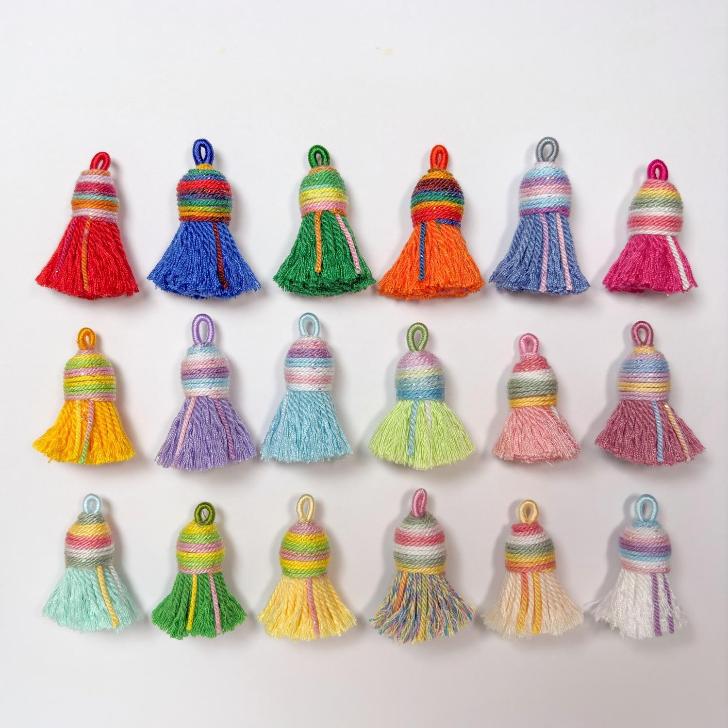 Starry Sky Gradient Tibetan Style Cotton Thread Tassel Pendant/Accessory/Bracelet DIY Semi-finished Jewelry Making Accessories Charms