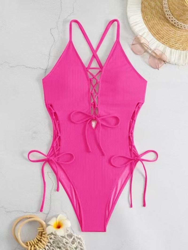 2026 Sexy Backless One-Piece Swimsuit for Women, Crisscross Tie Back Monokini, High Cut Bathing Suit, Multi-Color Swimwear