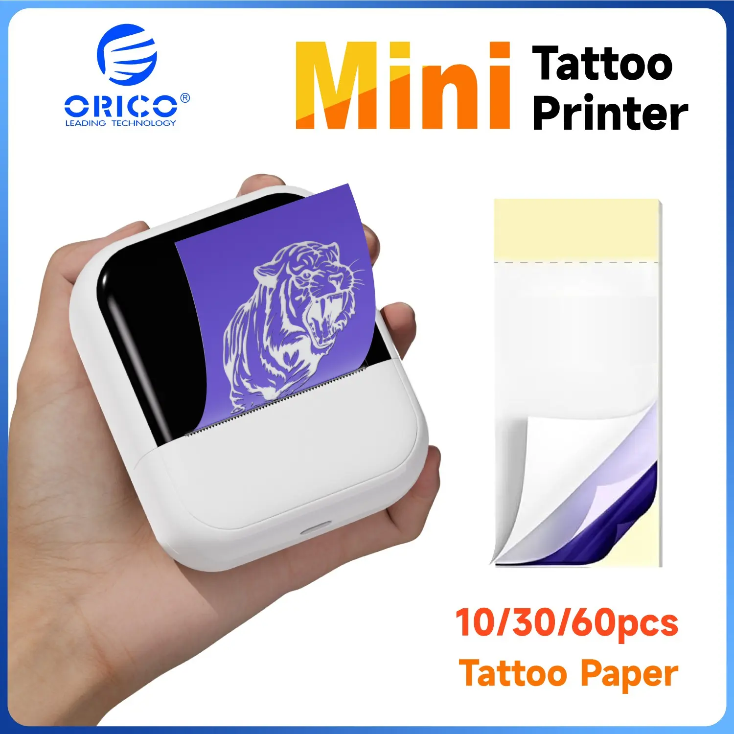 2-Inch Mini Label Printer, Portable Thermal Tattoo Printer, Inkless Pocket Printer, Ideal for Tattoo Enthusiasts and Beginners