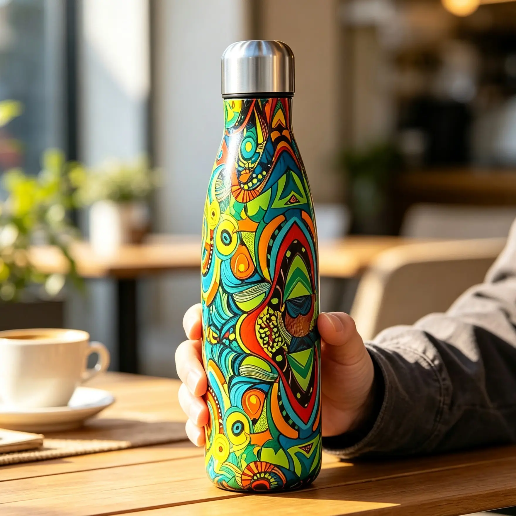 Stainless Steel Insulated Cup, Bohemian Style Vacuum Water Bottle, Portable Sports Drink Bottle, Travel Mug, BPA-free, Triple-layer Vacuum Insulation, Suitable for Home, Sports, Fitness, Outdoor Travel, and Gifting