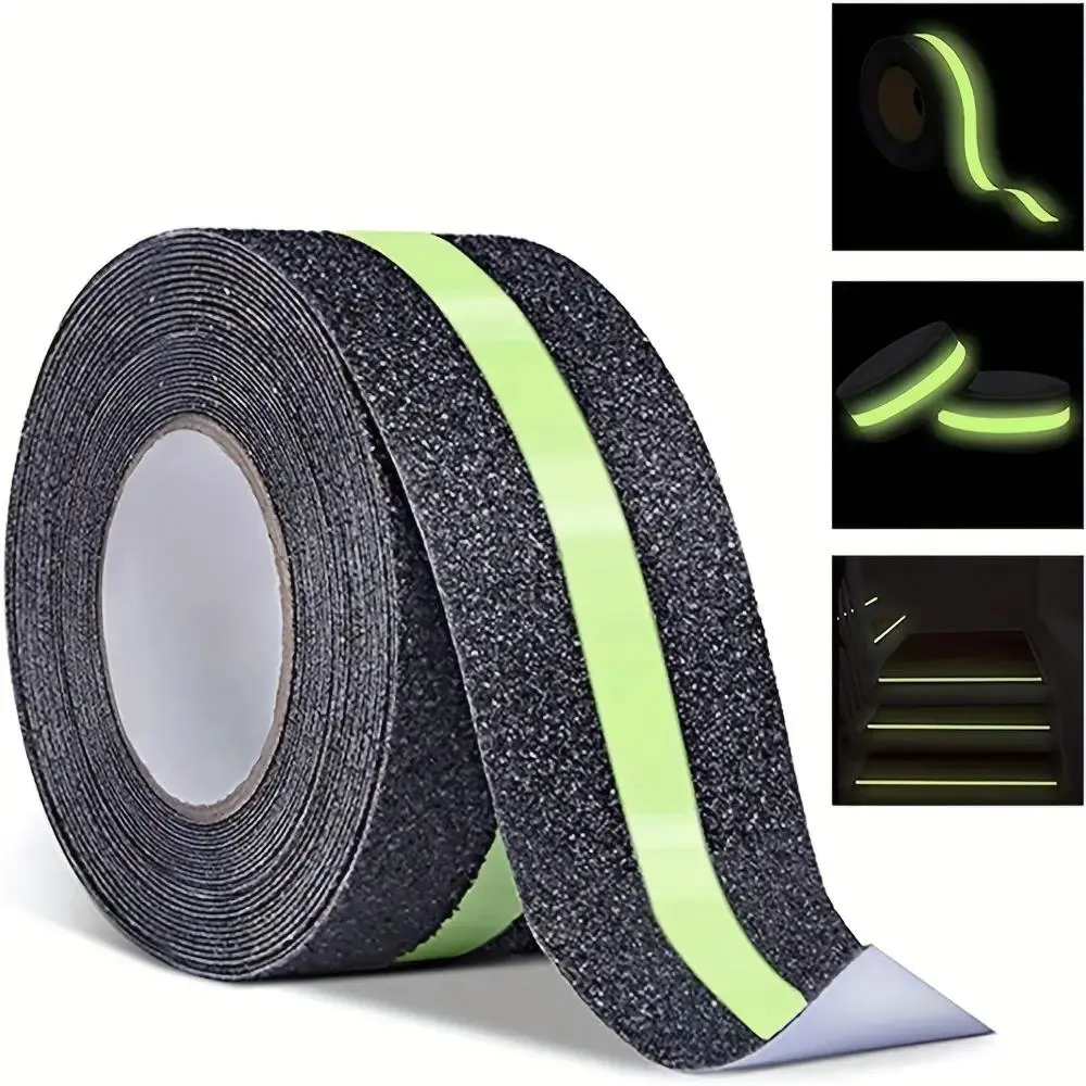 Yitape Night Glow Anti-Slip Safety Tape, High Grip Sand Texture, Outdoor Waterproof Sunscreen, for Stairs, Steps, Slopes, 2"x16.4ft