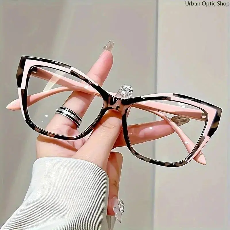 XUH Women's Cat Eye Reading Glasses - Color Block, Anti-Blue Light, +1.0 to +4.0, Lightweight Fashion Frame Eyewear for Daily Casual, Office Use, and Gifting