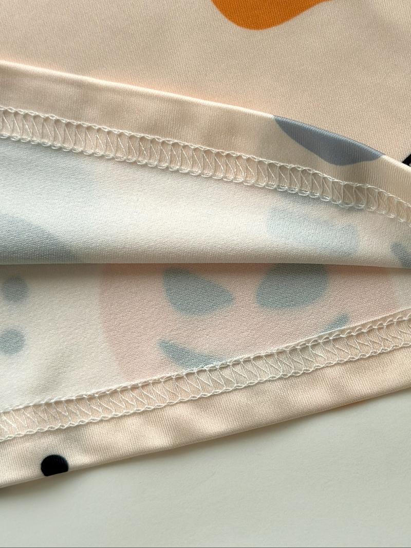 Women Halloween Two Piece Set Pumpkin Print Long Sleeve Crop Top Flare Pants Outfit Ghost Bat Spider Web Design Holiday Party Clubwear Casual Fall Festival Look Comfortable Fashion Matching Set Halloween Costume