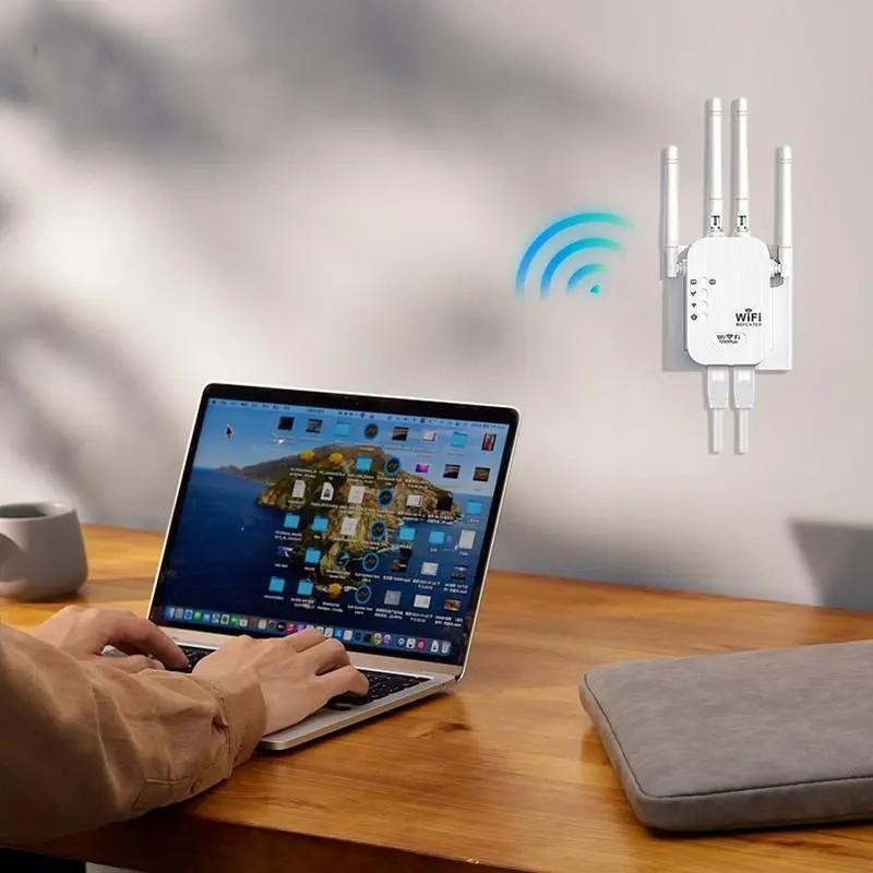WiFi Extender 1200mbps Dual Band (5GHz/2.4GHz), Signal Booster Coverage 10,000 Sq Ft, 50 Devices, Ethernet Port, Us Plug, Wireless Signal Repeater