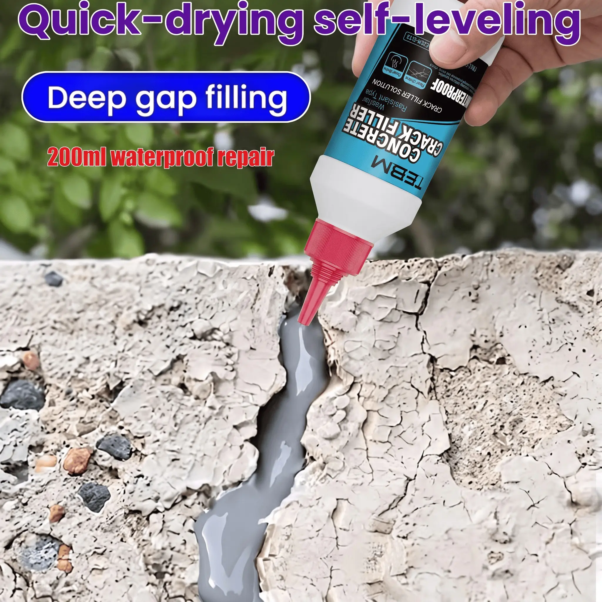 Squeeze Bottle Concrete Crack Sealer, Weather Tolerant Cement Gap Filler Liquid For Outdoor Pavement Indoor Wall Crack Filling Works