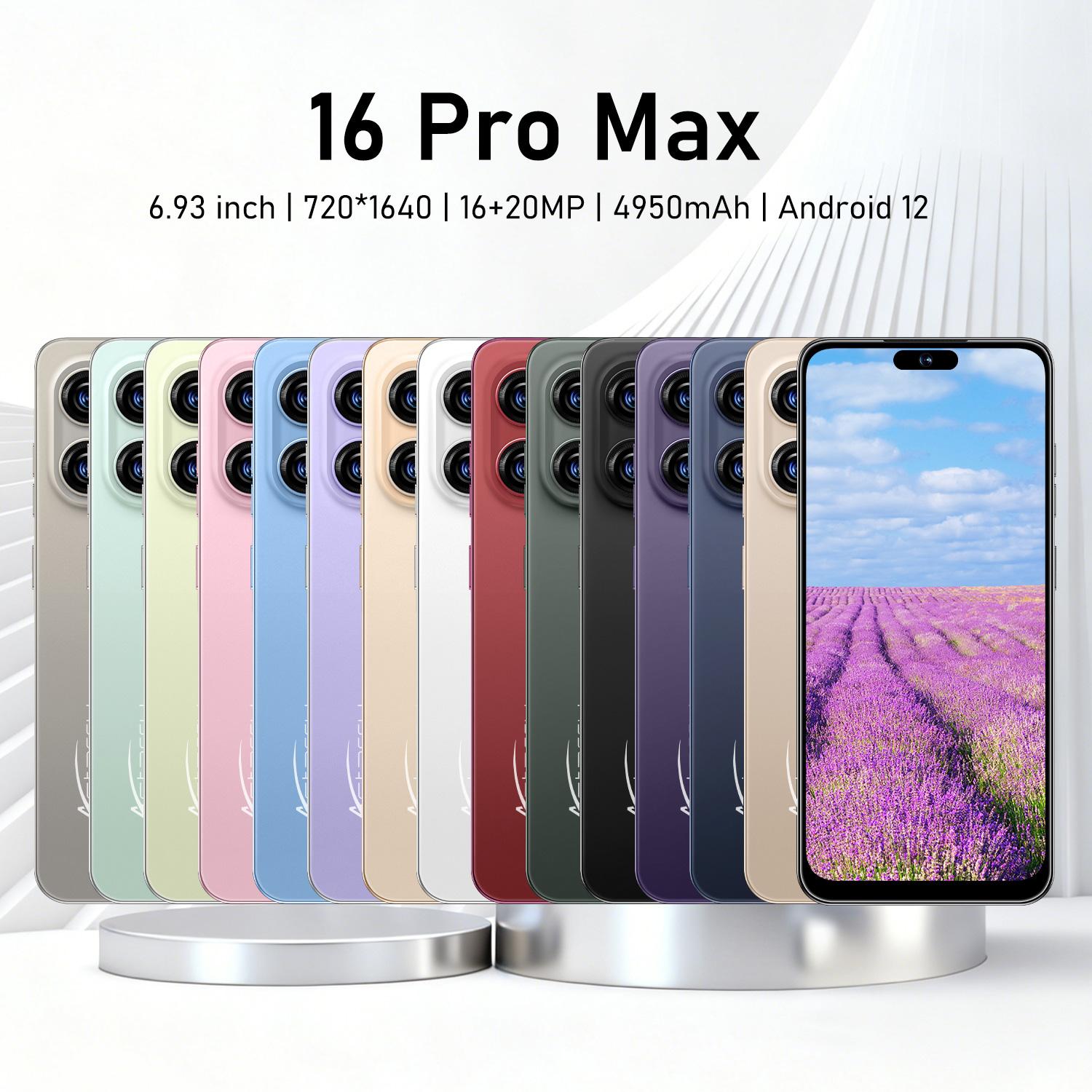 Astarry-4g Smart Phone 16 Pro Max, 6.93-Inch Screen, Large Screen Smartphone, Eight Core Smartphone, 8-Core Mtk6762, 6gb+128GB, Android 12, Dual Sim Smartphones, WiFi, Bluetooth-compatible, Gift Idea