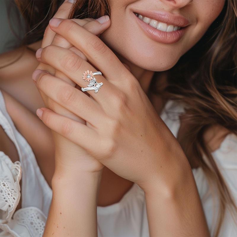 DRINSPER Highland Cow Ring 925 Sterling Silver Jewelry Highland Cow Open Ring